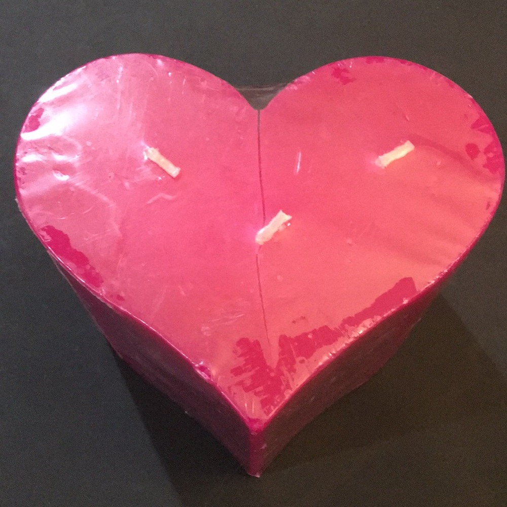 Heart Shaped Pillar Candle Pink